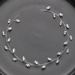 Silberfarbene Mode-Perlen-Haarbänder Reben handgefertigte Kupferkristall-Stirnbänder für Hochzeit Haarschmuck Frauen Schmuck-Silber von ESCATIC