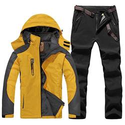 ESFHWYP Herren Skianzug Set Winter Wandern Skifahren Wasserdichtes Fleece Warme Jacken Angeln Trekking Skijacke + Hose Color-1 L von ESFHWYP