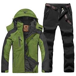 ESFHWYP Herren Skianzug Set Winter Wandern Skifahren Wasserdichtes Fleece Warme Jacken Angeln Trekking Skijacke + Hose Color-2 L von ESFHWYP