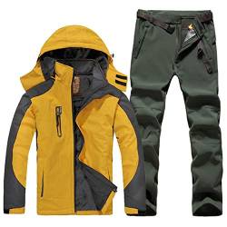 ESFHWYP Herren Skianzug Set Winter Wandern Skifahren Wasserdichtes Fleece Warme Jacken Angeln Trekking Skijacke + Hose Color-5 XL von ESFHWYP