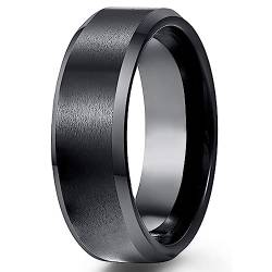 ESHIONER G23 Titan Ringe für Herren Damen 8MM Schwarzer Ringe Herren Eheringe Herren Verlobungsringe Freundschaftsring Versprechungsring Ehering Größe 52(16.6) - 70(22.2) von ESHIONER