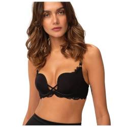 ESOTIQ Damen Push-Up BH Claudia Basic | vorgeformte Cups und herausnehmbare Kissen für EIN traumhaftes Dekolleté | hautfreundliche Stoffqualität,Schwarz,75B von ESOTIQ