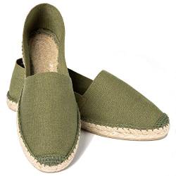 ESPADELLE Klassische Damen Slip-on Espadrilles aus Baumwolle mit Schuhbeutel, Olive, 38, Handmade in Spain von ESPADELLE