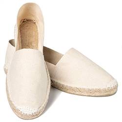 ESPADELLE Klassische Damen Slip-on Espadrilles aus Baumwolle mit Schuhbeutel, Sand, 39, Handmade in Spain von ESPADELLE