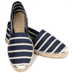 ESPADELLE Klassische Gestreifte Damen Slip-on Espadrilles aus Baumwolle mit Schuhbeutel, Sailor, 38, Handmade in Spain von ESPADELLE