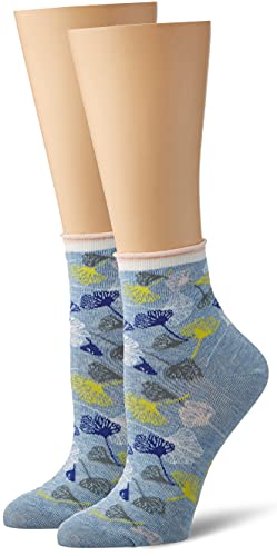 ESPRIT Damen Ginkgo Leaves W SSO Hausschuh-Socken, Blau (Jeans 6458), 35-38 von ESPRIT