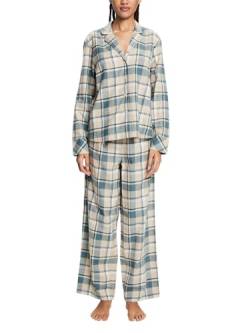 ESPRIT Damen Pyjama-Set aus kariertem Flanell,New Teal Blue,XL von ESPRIT