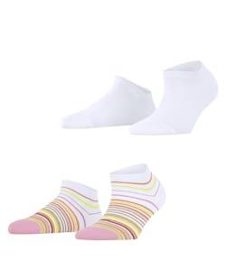 ESPRIT Damen Sneakersocken Multi Stripe 2-Pack W SN Baumwolle kurz einfarbig 1 Paar, Weiß (White 2021), 39-42 von ESPRIT