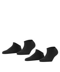 ESPRIT Damen Sneakersocken Uni 2-Pack W SN Baumwolle kurz einfarbig 2 Paar, Schwarz (Black 3000), 39-42 von ESPRIT