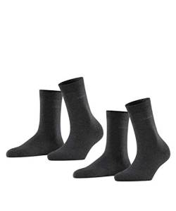 ESPRIT Damen Socken Basic Easy 2-Pack W SO Baumwolle einfarbig 1 Paar, Grau (Anthracite Melange 3080), 35-38 von ESPRIT