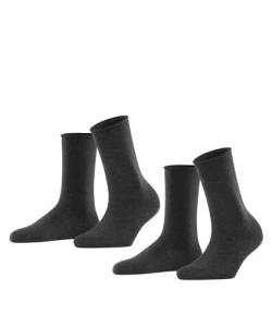 ESPRIT Damen Socken Basic Pure 2-Pack W SO Baumwolle einfarbig 2 Paar, Grau (Anthracite Melange 3080), 35-38 von ESPRIT