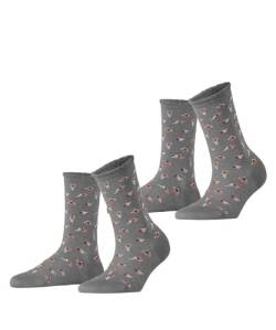 ESPRIT Damen Socken Petite Flowers 2-Pack W SO Viskose gemustert 2 Paar, Grau (Light Grey 3400), 35-38 von ESPRIT