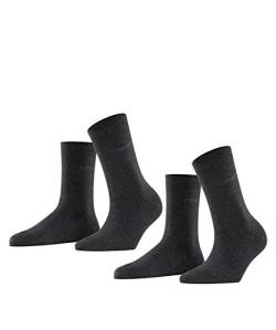 ESPRIT Damen Socken Uni 2-Pack W SO Baumwolle einfarbig 2 Paar, Grau (Anthracite Melange 3080), 35-38 von ESPRIT