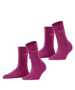 ESPRIT Damen Socken Uni 2-Pack W SO Baumwolle einfarbig 2 Paar, Rosa (Hot Pink 8768), 35-38 von ESPRIT