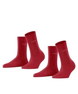 ESPRIT Damen Socken Uni 2-Pack W SO Baumwolle einfarbig 2 Paar, Rosa (Red Pepper 8074), 39-42 von ESPRIT