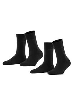 ESPRIT Damen Socken Uni 2-Pack W SO Baumwolle einfarbig 2 Paar, Schwarz (Black 3000), 39-42 von ESPRIT