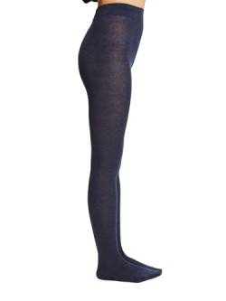 ESPRIT Damen Strumpfhose Plain W TI Baumwolle Wolle einfarbig 1 Stück, Blau (Navy Melange 6127), 42-44 von ESPRIT