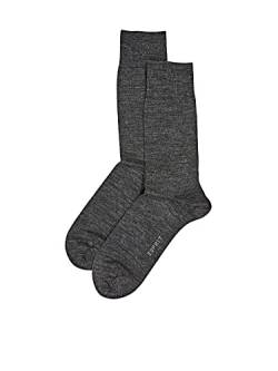 ESPRIT Herren Socken Basic Wool 2-Pack M SO Wolle Baumwolle einfarbig 2 Paar, Grau (Anthracite Melange 3080), 39-42 von ESPRIT