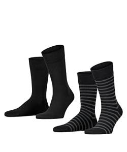 ESPRIT Herren Socken Fine Stripe 2-Pack M SO Baumwolle gemustert 2 Paar, Schwarz (Black 3000), 39-42 von ESPRIT