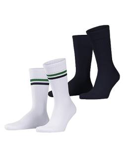 ESPRIT Herren Tennis Stripe 2-Pack M SO Baumwolle Gemustert 2 Paar Socken, Weiß (Woolwhite 2060) neu-umweltfreundlich, 43-46 (2er Pack) von ESPRIT