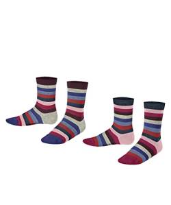 ESPRIT Unisex Kinder Socken Multi Stripe 2-Pack, Biologische Baumwolle, 2 Paar, Blau (Light Denim 6660), 23-26 von ESPRIT