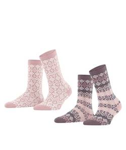 Esprit Damen Socken Fairs Isle 2-Pack, Nachhaltige Biologische Baumwolle Wolle, 2 Paar, Mehrfarbig (Sortiment 20), 35-38 von ESPRIT