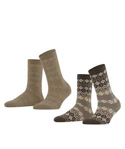 Esprit Damen Socken Fairs Isle 2-Pack, Nachhaltige Biologische Baumwolle Wolle, 2 Paar, Mehrfarbig (Sortiment 30), 35-38 von ESPRIT