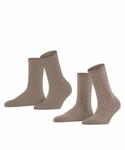Esprit Damen Socken Playful Dot 2-Pack, Nachhaltige biologische Baumwolle, 2 Paar, Braun (Sughero 5031), 39-42 von ESPRIT