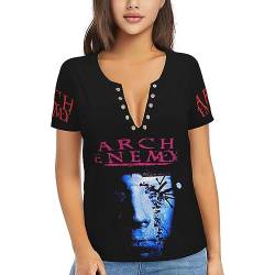 Arch Damen Enemy T Shirt Kurzarm T-Shirt für Frauen V-Ausschnitt Schwarz Tshirt V Neck Kurzarmshirt for Women Merch Tops von ESPRY