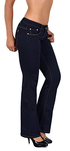 ESRA Bootcut Jeans Damen Bootcut Jeanshose Bootcut Hose Hüftjeans Schlaghose Damen Jeans Damen Low Waist Wide Leg Jeans Damen Weite Jeans Hose Damen Schlagjeans bis Übergröße B500 von ESRA