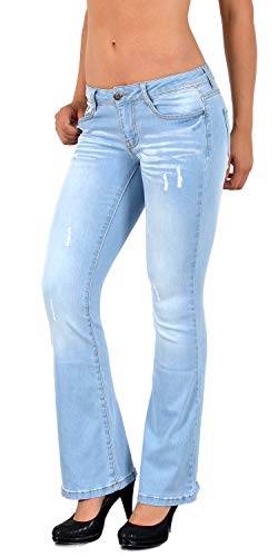 ESRA Bootcut Jeans Damen Bootcut Jeanshose Bootcut Hose Hüftjeans Schlaghose Damen Jeans Damen Low Waist Wide Leg Jeans Damen Weite Jeans Hose Damen Schlagjeans bis Übergröße B500 von ESRA