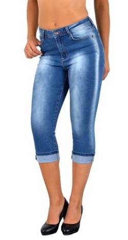 ESRA Damen Capri Hose Damen High Waist Caprihose Kurze Jeans Hose hoher Bund bis Übergröße C21 von ESRA