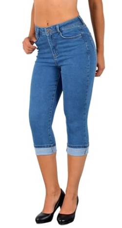 ESRA Damen Capri Hose Damen High Waist Caprihose Kurze Jeans Hose hoher Bund bis Übergröße C21 von ESRA