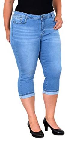 ESRA Damen Capri Jeans Hose High Waist Damen 3/4 Jeans Hose hoher Bund Stretch Übergröße Kurze Jeanshose Hoch Bund bis Plussize Große Größe C210 von ESRA