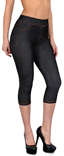 ESRA Damen Capri Leggings Jeanslook Jeans-Look Jeggings Capri Jeans Legings Hose bis übergröße 50 - L101 von ESRA