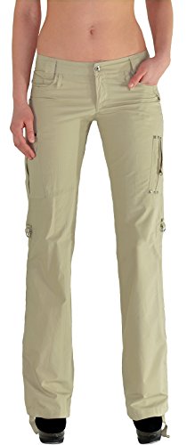 ESRA Damen Cargohose Damen Stoff Hose Sommerhose Caprihose in 4 Farben tiefer Bund Z43 von ESRA