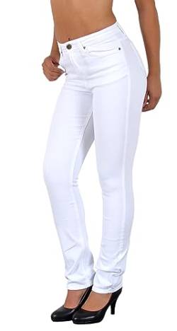 ESRA Damen Hose Straight Leg Hose High-Waist Damen Regular Stretch Stoffhose bis Übergröße T101 von ESRA