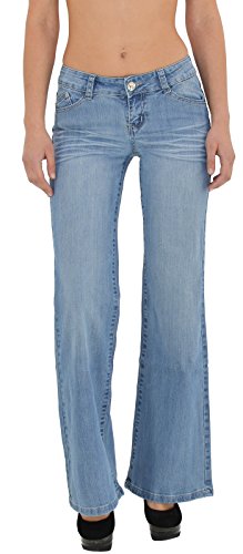 ESRA Damen Jeans Bootcut Jeanshose Schlaghose Hüftjeans Hüfthose Flared Jeans Hose J170 von ESRA