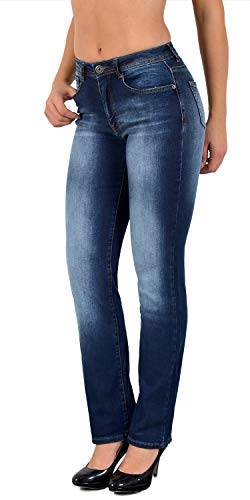 ESRA Damen Jeans Hose Damen Jeanshose gerader Schnitt Straight-Fit Jeans Damen High Waist bis Übergröße Große Größen G600 von ESRA