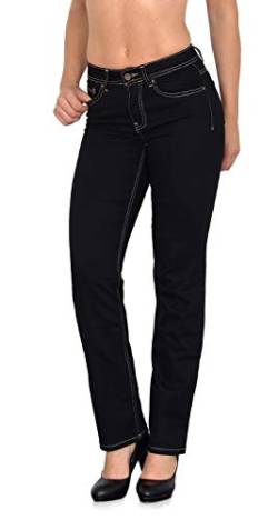 ESRA Damen Jeans Hose Damen Jeanshose gerader Schnitt Straight-Fit Jeans Damen High Waist bis Übergröße Große Größen G600 von ESRA