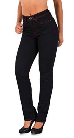 ESRA Damen Jeans Hose Damen Jeanshose gerader Schnitt Straight-Fit Jeans Damen High Waist bis Übergröße Große Größen G600 von ESRA