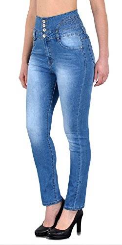 ESRA Damen Jeans Hose Skinny Jeanshose Damen High Waist Hochbund bis Übergröße J22 von ESRA