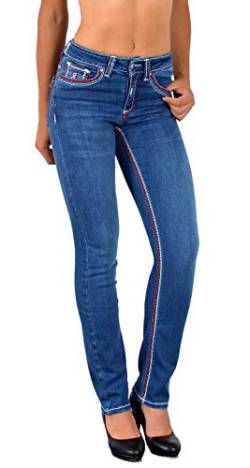 ESRA Damen Jeans Jeanshose Damen Hose Straight Leg Dicke Naht Jeanshosen Damenjeans bis große Größen J755 von ESRA