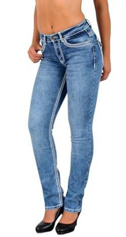 ESRA Damen Jeans Jeanshose Damen Hose Straight Leg Dicke Naht Jeanshosen Damenjeans bis große Größen J755 von ESRA