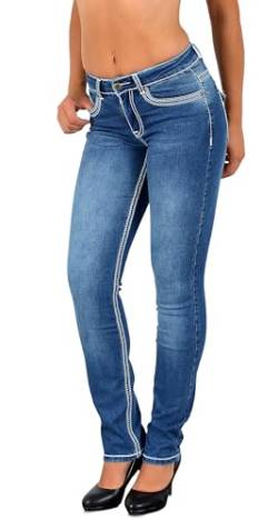 ESRA Damen Jeans Jeanshose Damen Hose Straight Leg Dicke Naht Jeanshosen Damenjeans bis große Größen J755 von ESRA