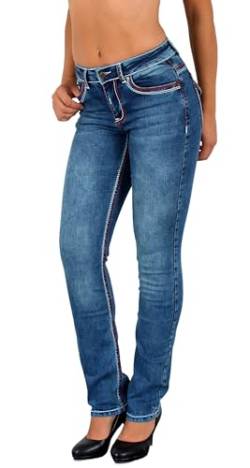 ESRA Damen Jeans Jeanshose Damen Hose Straight Leg Dicke Naht Jeanshosen Damenjeans bis große Größen J755 von ESRA