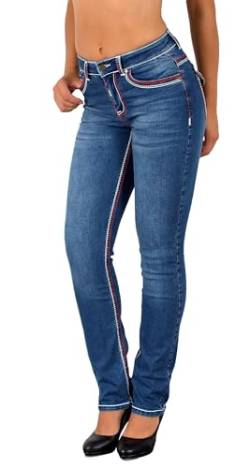 ESRA Damen Jeans Jeanshose Damen Hose Straight Leg Dicke Naht Jeanshosen Damenjeans bis große Größen J755 von ESRA