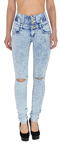 ESRA Damen Jeans Jeanshose Skinny Damen Hose High Waist Hochbund bis Übergrösse J11 von ESRA