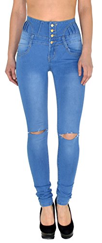 ESRA Damen Jeans Jeanshose Skinny Damen Hose High Waist Hochbund bis Übergrösse J11 von ESRA