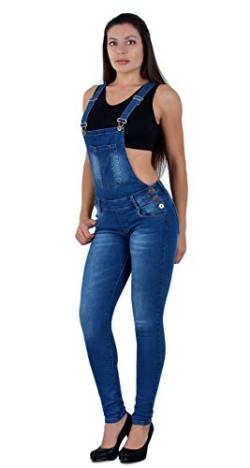 ESRA Damen Jeans Latzhose Skinny Latzjeans Overall Jeans-Latzhose mit Träger H340 von ESRA